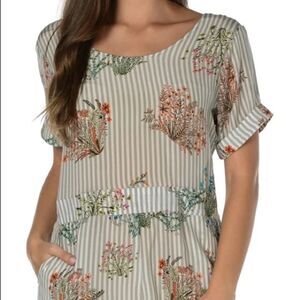 Tolani Silk Floral Striped Henna Romper